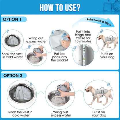 Dog Cooling Vest Evaporative Instant Sling Ice Pack Pocket Breathable Reflective Dog Cooling Jacket