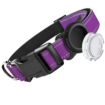 Airtag Dog Collar with Waterproof Airtag Case, Reflective Soft Padded & Safety Air Tag Pet Collar Adjustable for Large Dogs