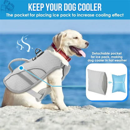 Dog Cooling Vest Evaporative Instant Sling Ice Pack Pocket Breathable Reflective Dog Cooling Jacket