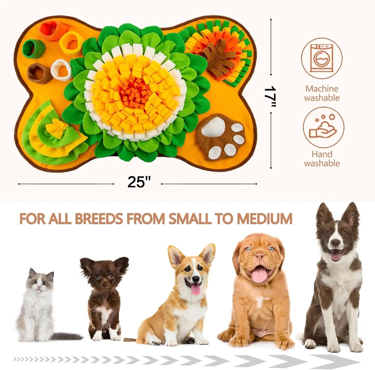 Snuffle Mat for Dogs, Pet Snuffle Mat for Small and Medium Dogs, Interactive Sniff Mat Feeding Mat for Puppies, Slow Feeder