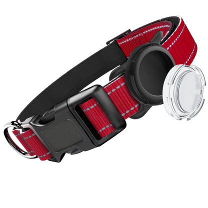 Airtag Dog Collar with Waterproof Airtag Case, Reflective Soft Padded & Safety Air Tag Pet Collar Adjustable for Large Dogs