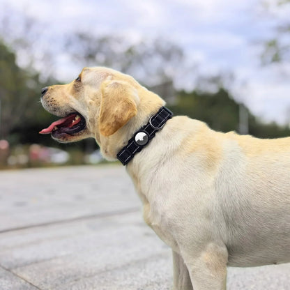 Airtag Dog Collar with Waterproof Airtag Case, Reflective Soft Padded & Safety Air Tag Pet Collar Adjustable for Large Dogs