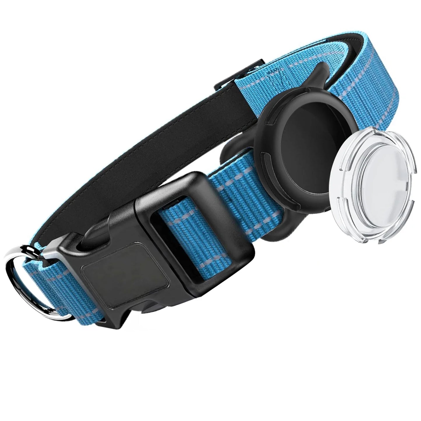 Airtag Dog Collar with Waterproof Airtag Case, Reflective Soft Padded & Safety Air Tag Pet Collar Adjustable for Large Dogs