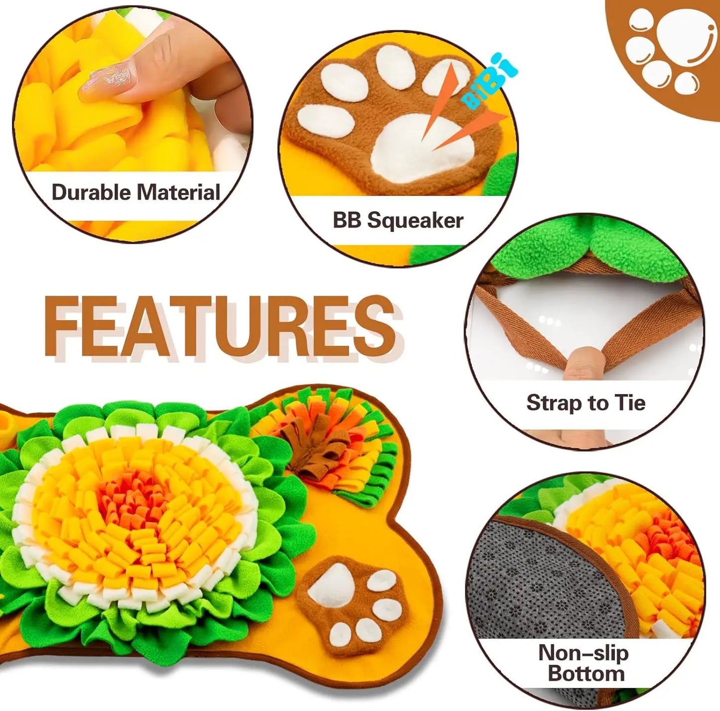 Snuffle Mat for Dogs, Pet Snuffle Mat for Small and Medium Dogs, Interactive Sniff Mat Feeding Mat for Puppies, Slow Feeder