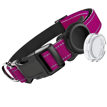 Airtag Dog Collar with Waterproof Airtag Case, Reflective Soft Padded & Safety Air Tag Pet Collar Adjustable for Large Dogs