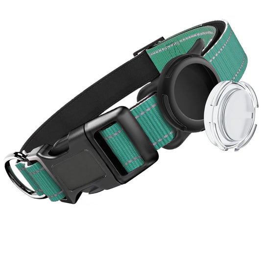 Airtag Dog Collar with Waterproof Airtag Case, Reflective Soft Padded & Safety Air Tag Pet Collar Adjustable for Large Dogs