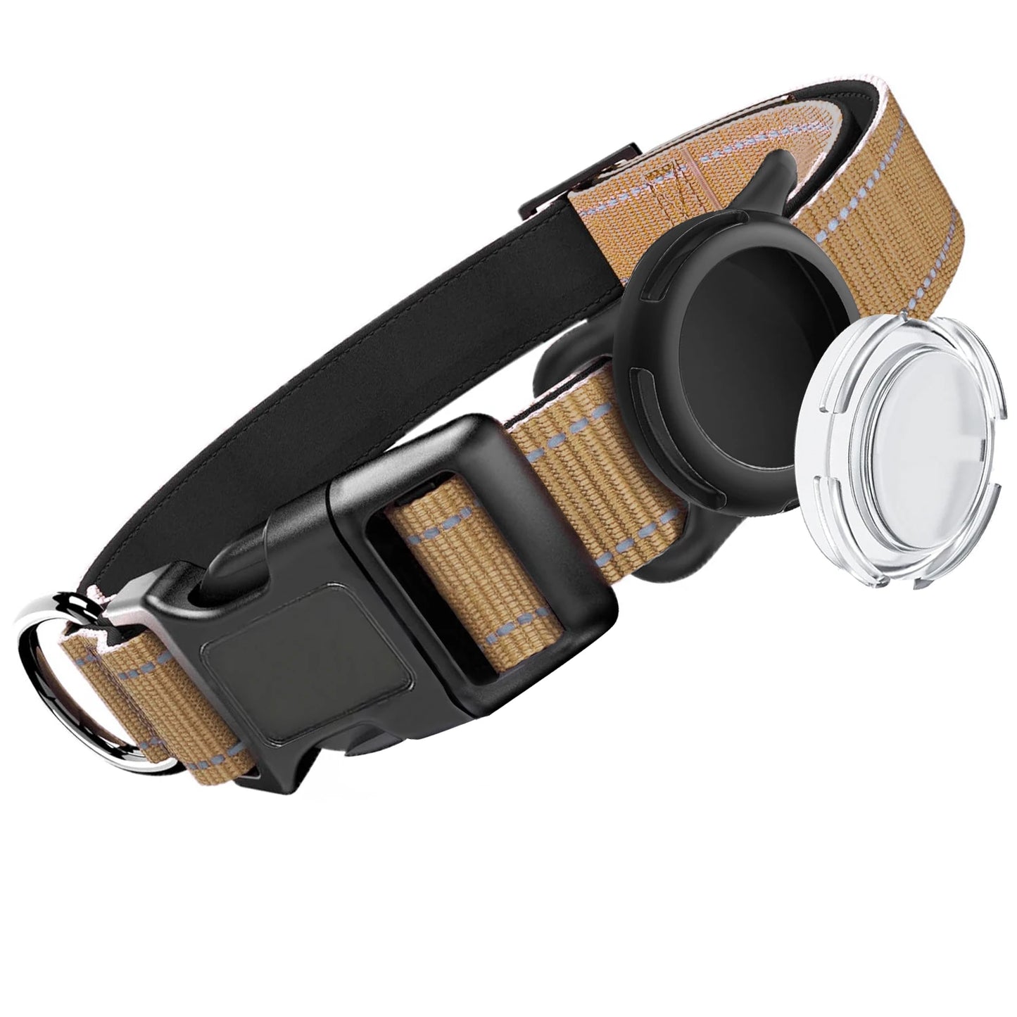 Airtag Dog Collar with Waterproof Airtag Case, Reflective Soft Padded & Safety Air Tag Pet Collar Adjustable for Large Dogs